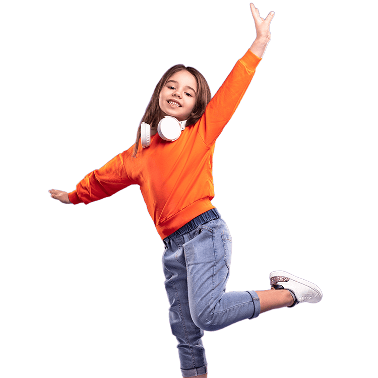 Girl in headphones dancing